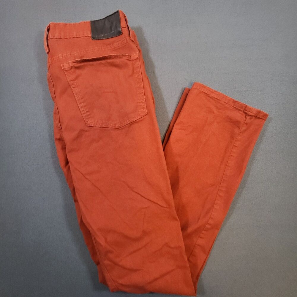 PAIGE Normandie Mens 35x33 Rust Orange Straight Leg Jeans Stretch Tag 36 Slim
